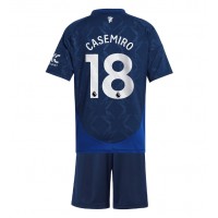 Manchester United Casemiro #18 Bortedraktsett Barn 2024-25 Kortermet (+ Korte bukser)